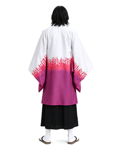 Adult Slayer Leader Costume Japanese White to Pink Gradient Kimono Robe Set for Anime Expo
