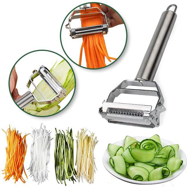 Stainless steel vegetable peeler with julienne blade