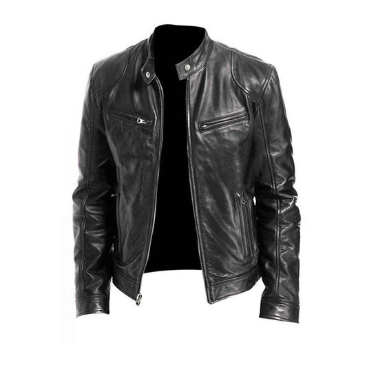 Men's Leather Jacket – Classic Fit, Soft Lining & 4 Colour Options