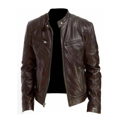 Men's Leather Jacket – Classic Fit, Soft Lining & 4 Colour Options