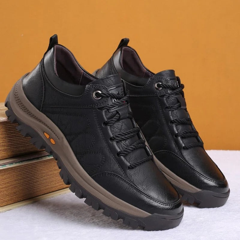 Men's Orthopedic Leather Shoes – Cowhide Upper, Arch Support & Sizes 6–14