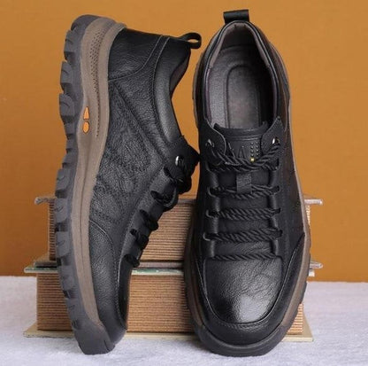 Men's Orthopedic Leather Shoes – Cowhide Upper, Arch Support & Sizes 6–14