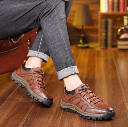 Men's Orthopedic Leather Shoes – Cowhide Upper, Arch Support & Sizes 6–14