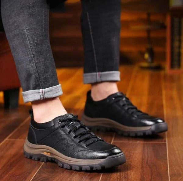 Men's Orthopedic Leather Shoes – Cowhide Upper, Arch Support & Sizes 6–14