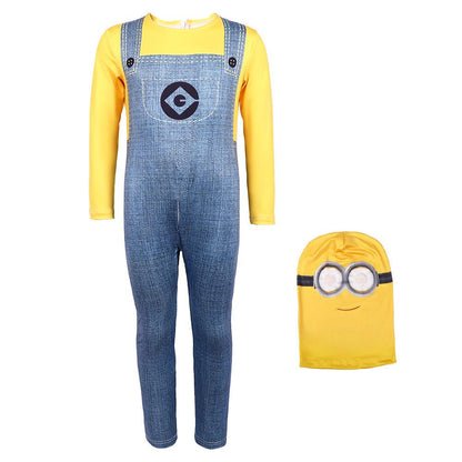 Kids Youth Costume Yellow Jumpsuit and Helmet for Halloween Cosplay