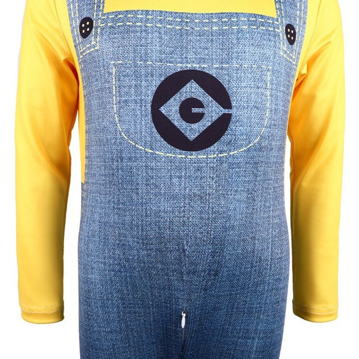 Kids Youth Costume Yellow Jumpsuit and Helmet for Halloween Cosplay