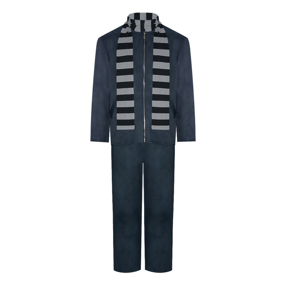 Adult Costume Gray Outfit Jacket Pants and Striped Scarf Adults Halloween Costume