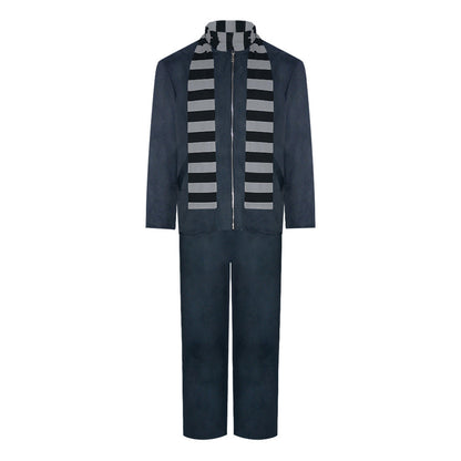 Adult Costume Gray Outfit Jacket Pants and Striped Scarf Adults Halloween Costume