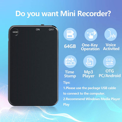 VoiSnap 32 | Mini Voice Activated Recorder – 50Hr Battery, 32GB & HD Stereo