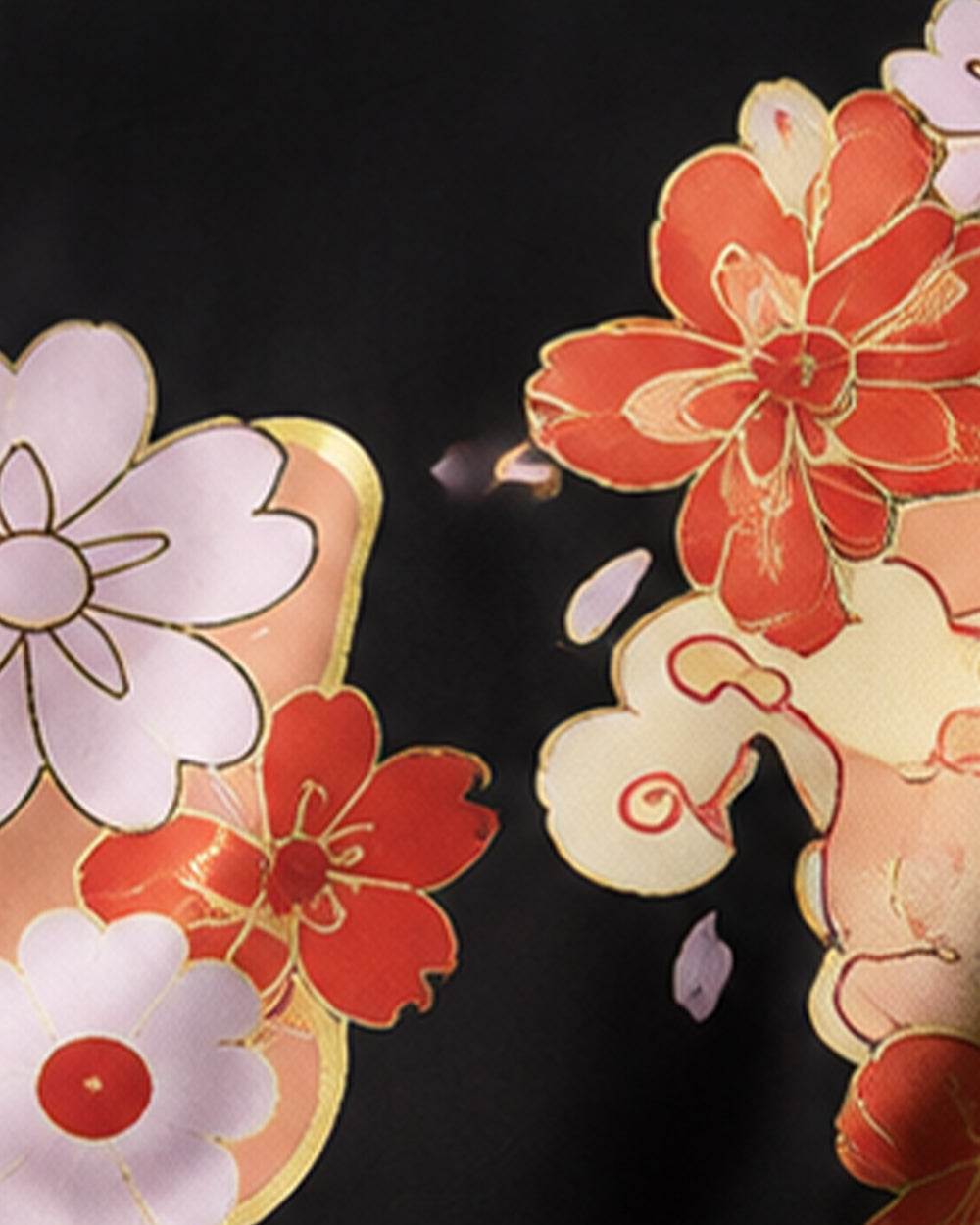 Female Demon King Costume Japanese Traditional Floral Black Kimono Set for Halloween Cosplay