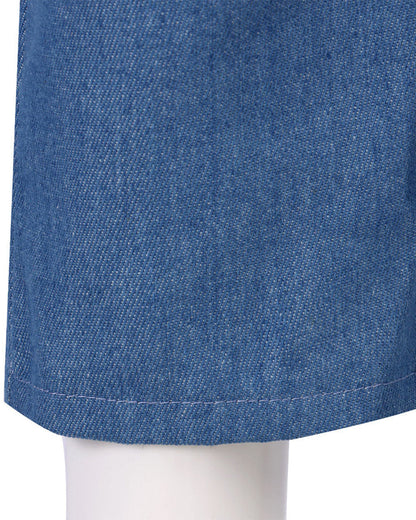 Women Striped Shirt and Denim Overalls Adult Animated Movie Youngest Sister Costume for Halloween